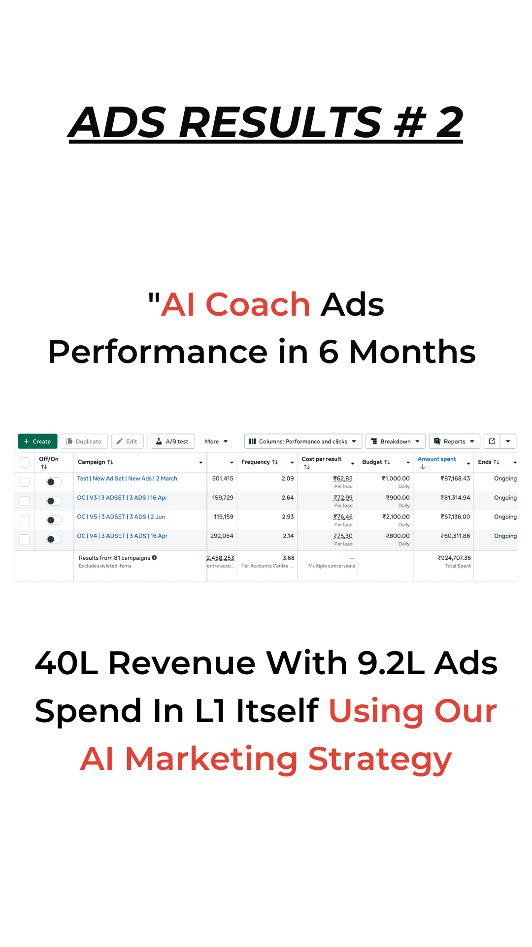 Client ads dashboard result 2